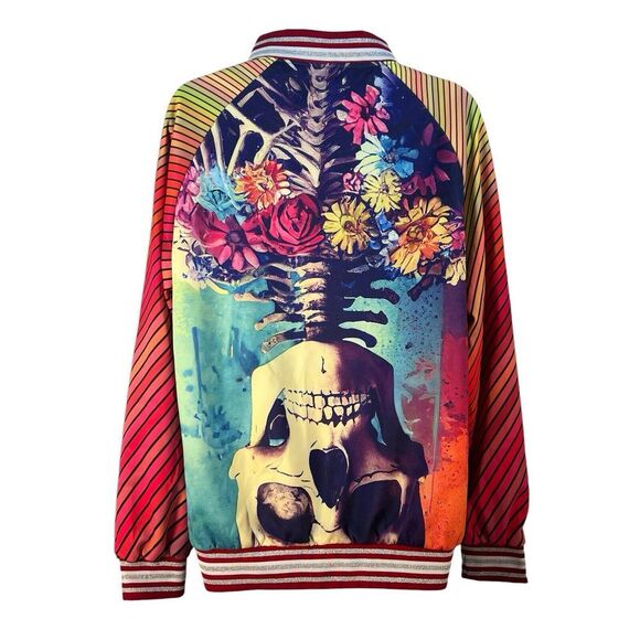 Jackets & Blazers - PRETTY WORTHY‎ day of the dead graphic print womens bombe jacket L
